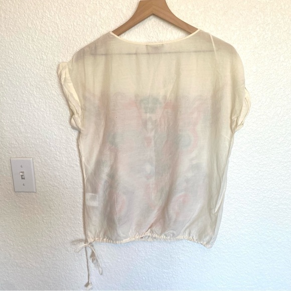 1.2.3 Paris Women's Emboridered Medium Large Silk/Cotton Sheer Blouse Boho - Picture 9 of 11